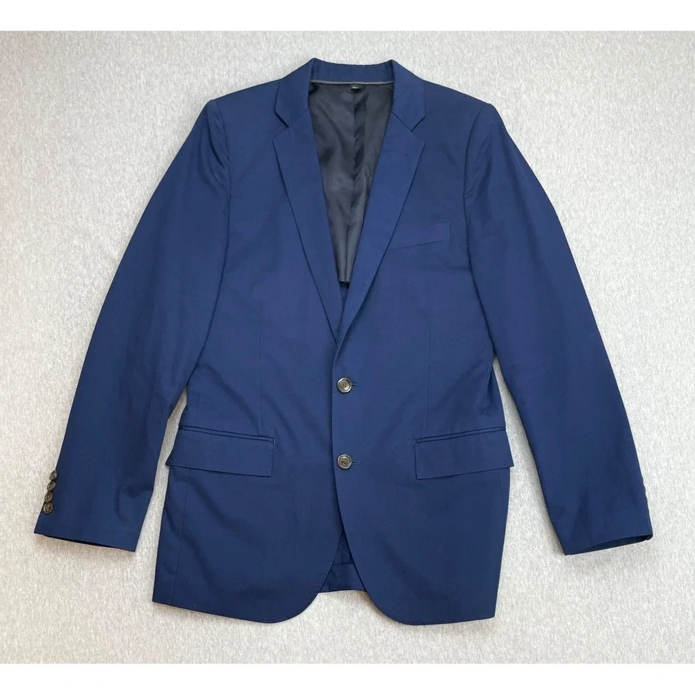 J Crew Blazer Mens 38R Blue Ludlow Larusmiani Italy 100% Cotton 2-Button
